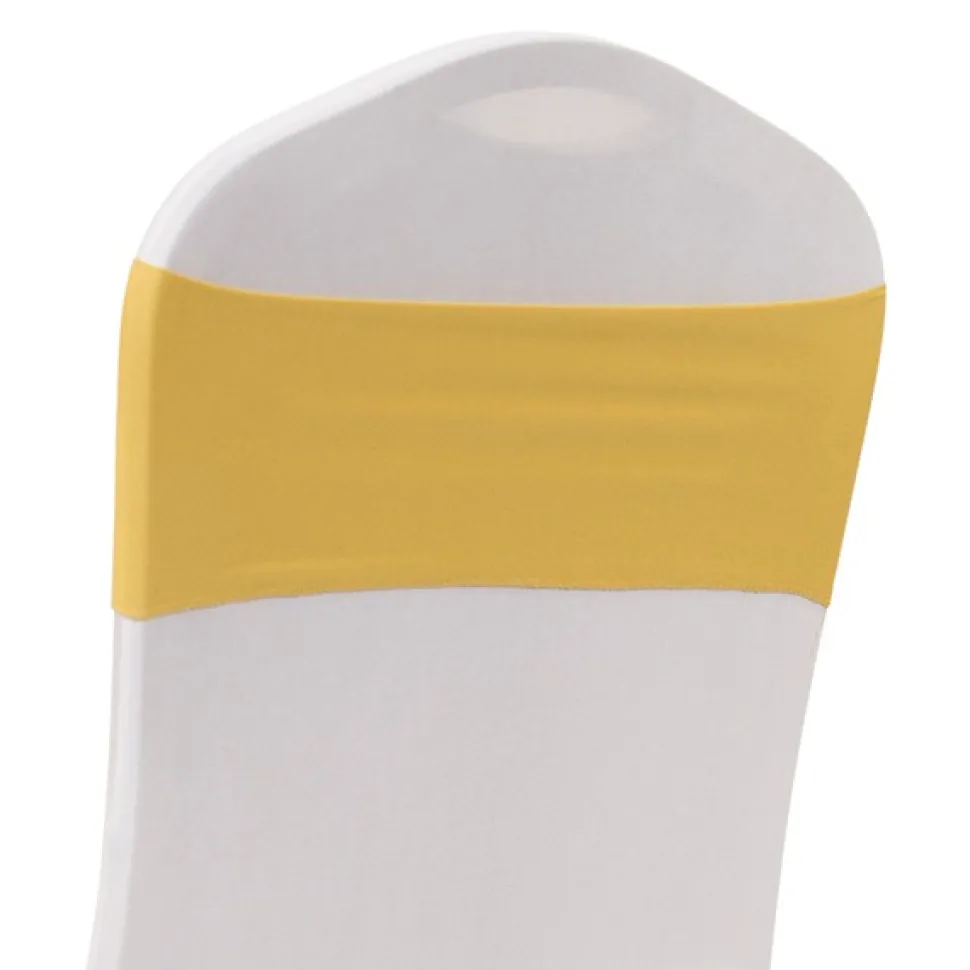 DecoStar™ 5" Wide Spandex Chair Band - Gold - 10 PACK