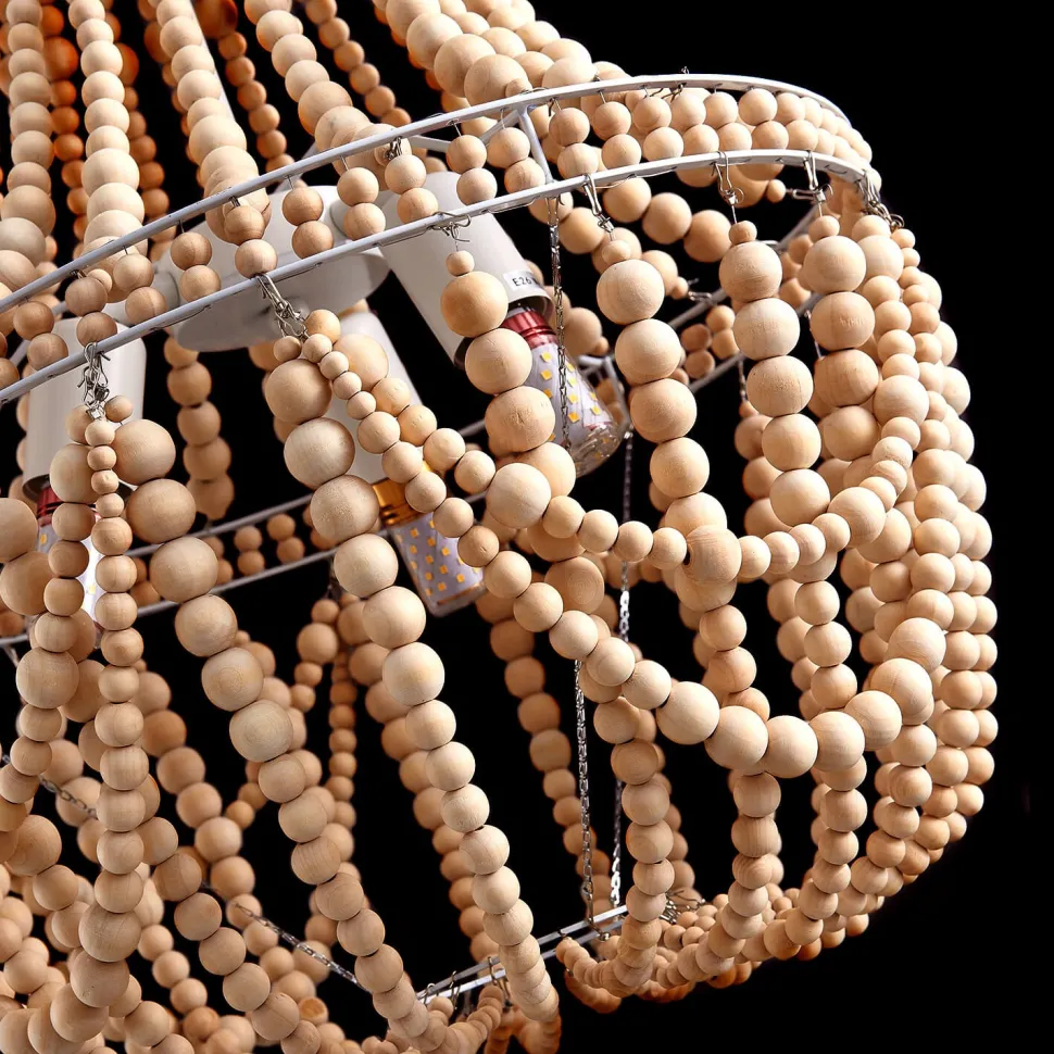 DecoStar™ Wooden Beaded Chandelier - 12 Inch Diameter