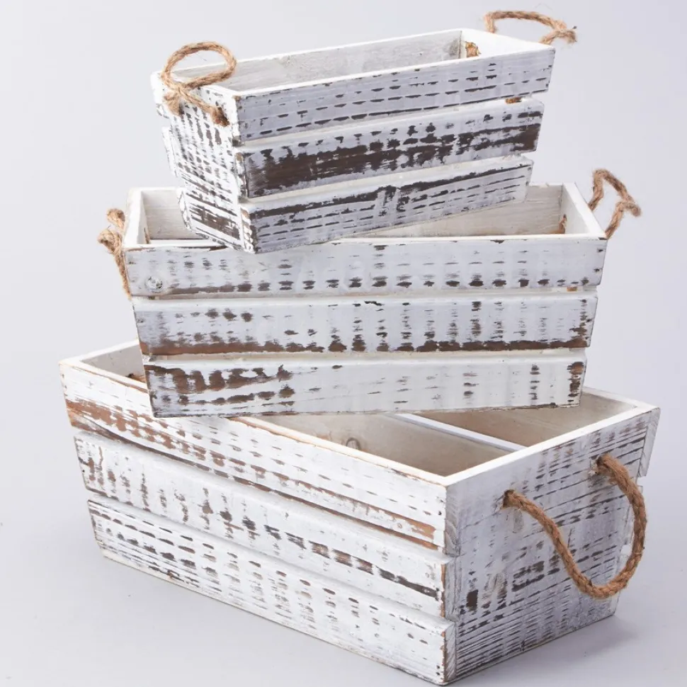 Decostar™ Wooden Box - White - 3 Piece Set