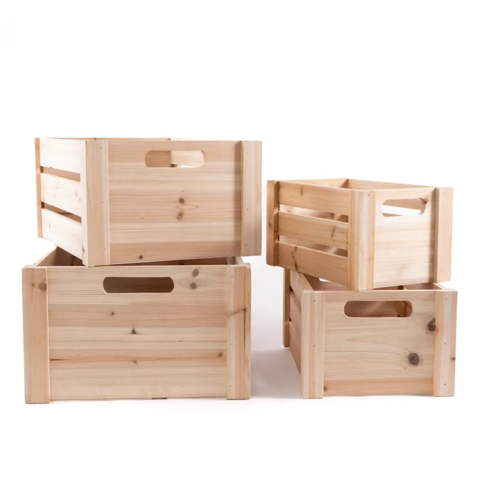 Decostar™ Wooden Crates 4pc/set - Natural