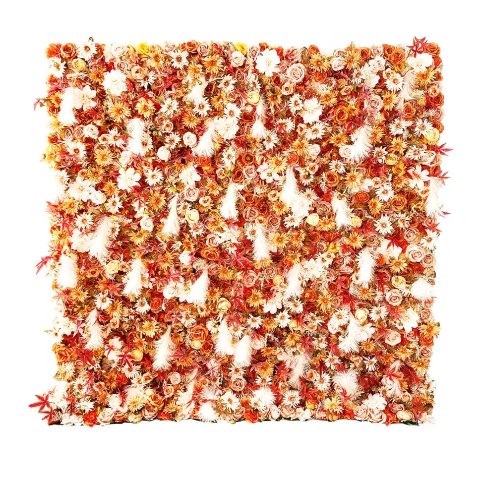 Deluxe Fall Colors Mixed Florals & Pampas - Curtain Style Floral Wall - Easy Install! Select Size
