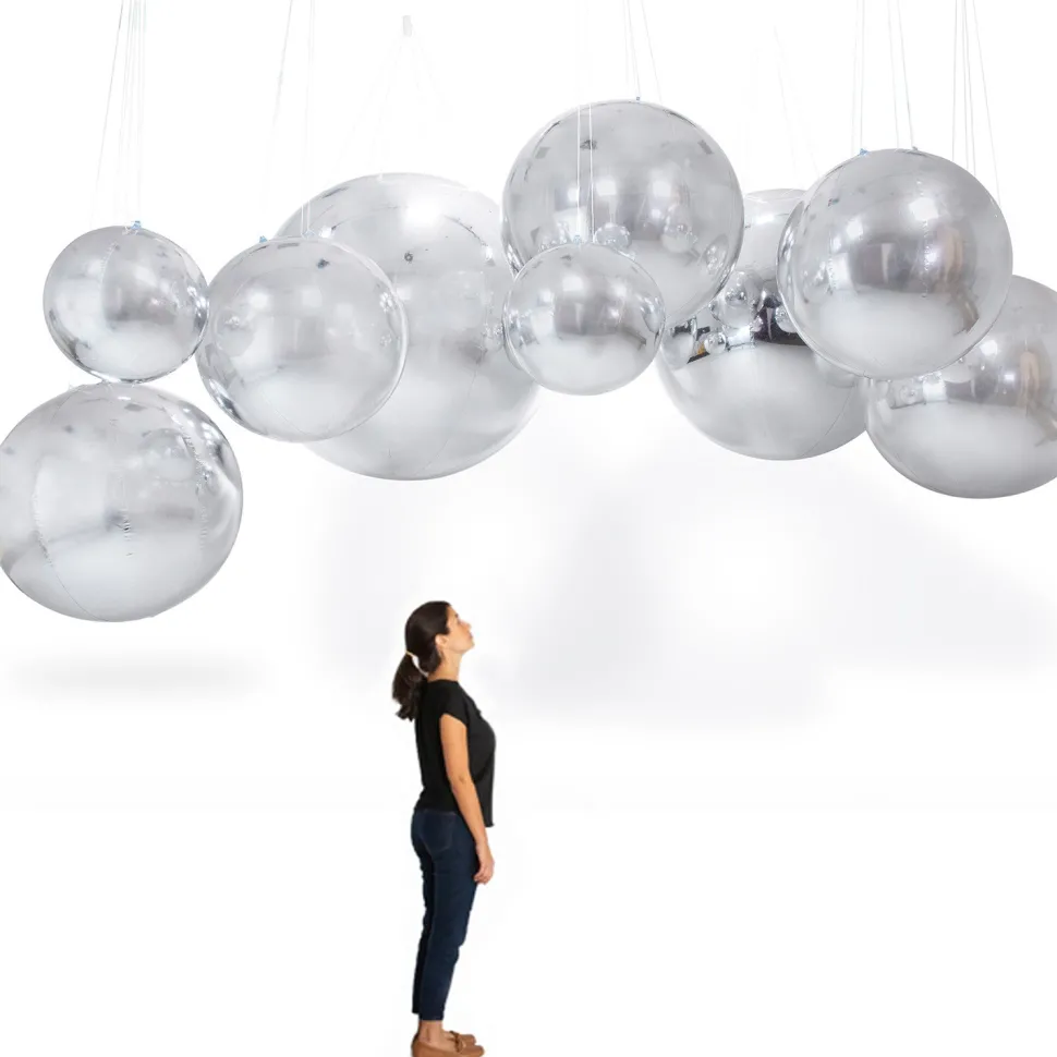 DELUXE Inflatable Mirror Ball/Sphere Kit (Includes Pump) - 3 Sizes / 13 Piece Kit!