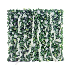 Deluxe Mixed Greenery Wall w/ White Florals - Curtain Style - Easy Install! Select Size