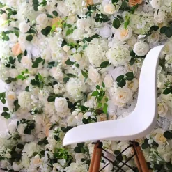 Deluxe Mixed White & Pink Florals w/ Greenery - Curtain Style Floral Wall - Easy Install! Select Size