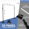 DELUXE-20 Panel Black Anodized Pipe and Drape Kit / Backdrop - 6-14 Feet Tall (Adjustable) Comes W/ 3 Piece Uprights for Maximum Height Adjustment