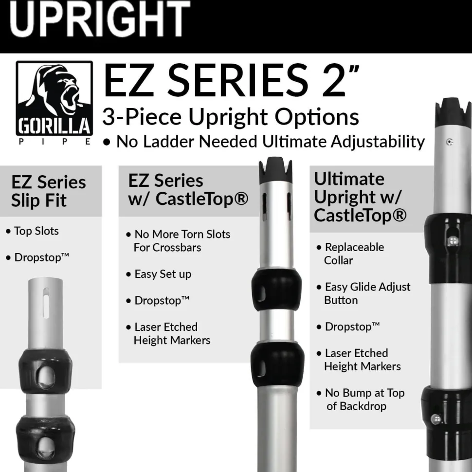 DELUXE-5 Panel Pipe and Drape Kit / Backdrop - 6-14 Feet Tall (Adjustable) Comes W/ 3 Piece Uprights for Maximum Height Adjustment