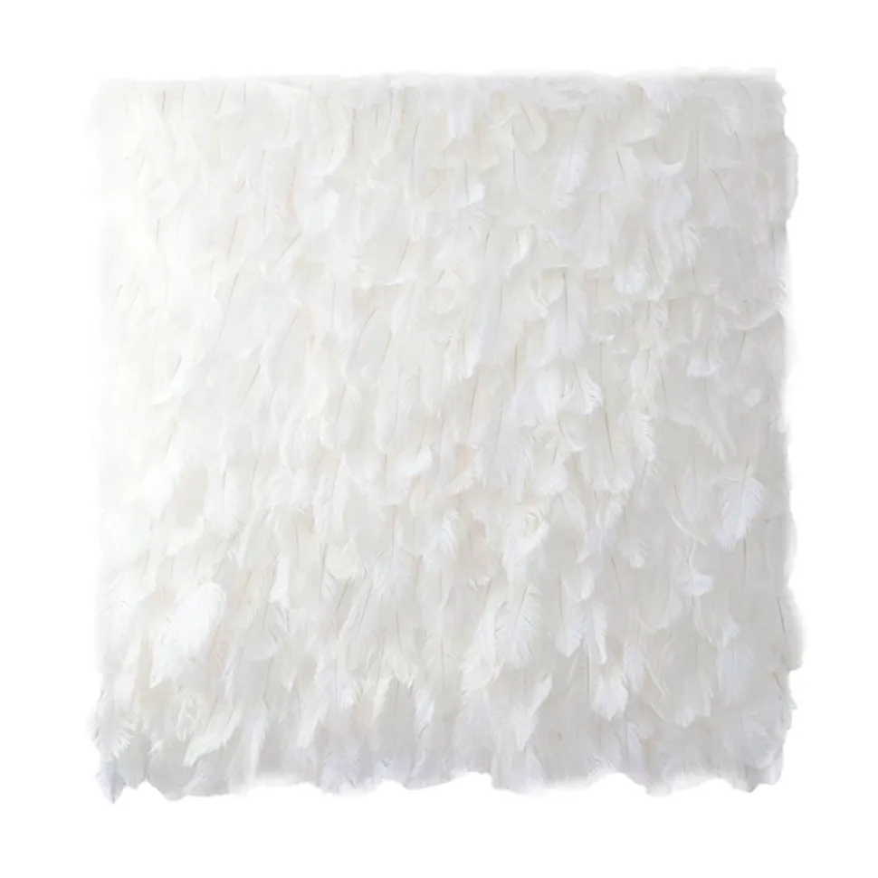 Deluxe White Feather Wall - Curtain Style - Easy Install! Select Size
