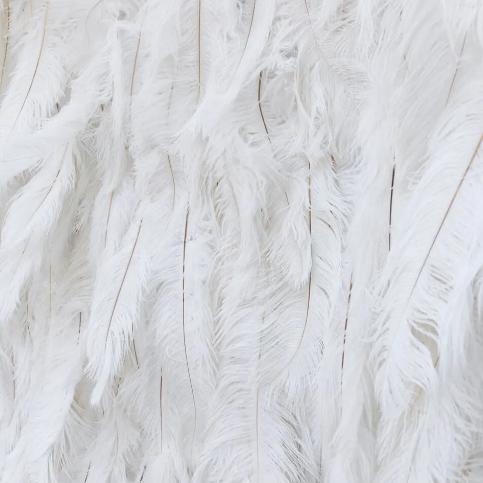 Deluxe White Feather Wall - Curtain Style - Easy Install! Select Size