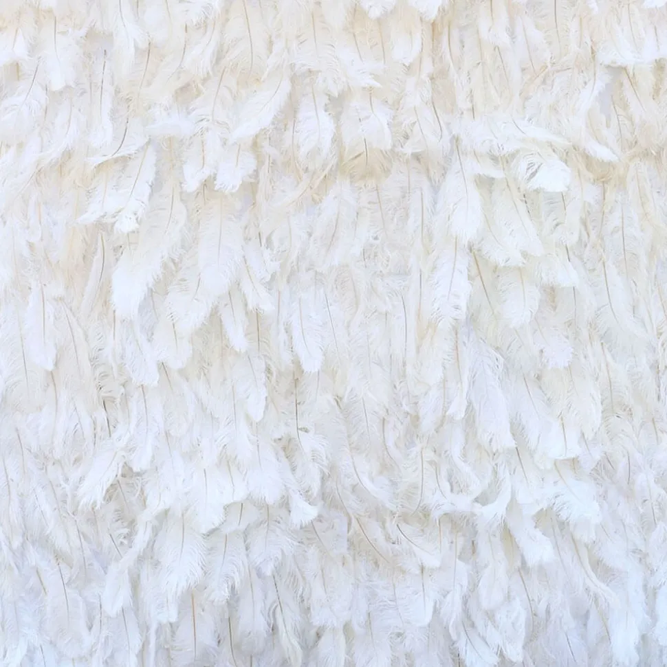 Deluxe White Feather Wall - Curtain Style - Easy Install! Select Size