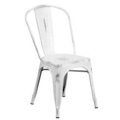 Distressed Indoor Stacking Chair - Snow