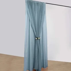 Dusty Blue Double Sheer Backdrop Drape – 10ft Height x 10ft Wide Chiffon & Polyester Dual Layer Event Divider Curtain with Rod Pockets