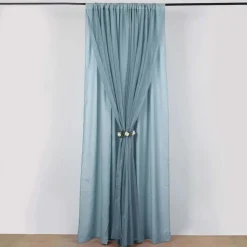 Dusty Blue Double Sheer Backdrop Drape – 10ft Height x 10ft Wide Chiffon & Polyester Dual Layer Event Divider Curtain with Rod Pockets