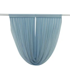 Dusty Blue Sheer Chiffon Valance Curtain – Curved Backdrop Swag Topper with Rod Pocket (4ft Wide x 4ft, 5ft, 6ft Height Options)