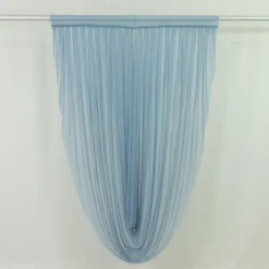 Dusty Blue Sheer Chiffon Valance Curtain – Curved Backdrop Swag Topper with Rod Pocket (4ft Wide x 4ft, 5ft, 6ft Height Options)