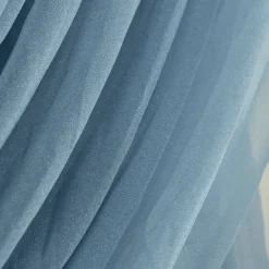 Dusty Blue Sheer Chiffon Valance Curtain – Curved Backdrop Swag Topper with Rod Pocket (4ft Wide x 4ft, 5ft, 6ft Height Options)
