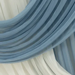 Dusty Blue Sheer Chiffon Valance Curtain – Curved Backdrop Swag Topper with Rod Pocket (4ft Wide x 4ft, 5ft, 6ft Height Options)