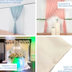 Dusty Rose Double Sheer Backdrop Drape – 10ft Height x 10ft Wide Chiffon & Polyester Dual Layer Event Divider Curtain with Rod Pockets