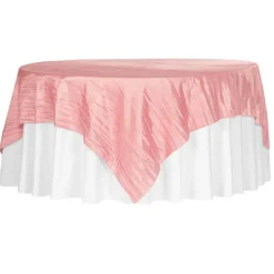 Dusty Rose/Mauve Accordion Crushed Taffeta - Square/Round/Rectangular Table Topper/Overlay