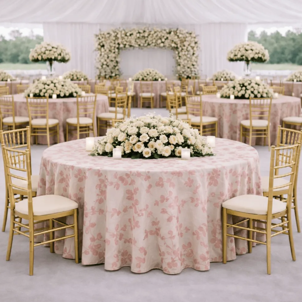 Dusty Rose Portofino Jacquard Tablecloth - Multiple Size Options