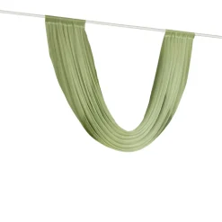 Dusty Sage Green Sheer Chiffon Valance Curtain – Curved Backdrop Swag Topper with Rod Pocket (4ft Wide x 4ft, 5ft, 6ft Height Options)