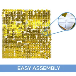 Easy Connect Shimmer Wall Panels w/ Transparent Grid Backing & Square Sequins - 12 Tiles - Red