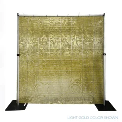 Easy Connect Shimmer Wall Panels w/ Transparent Grid Backing & Square Sequins - 12 Tiles - Gold