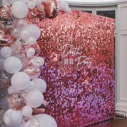 Easy Connect Shimmer Wall Panels w/ Transparent Grid Backing & Square Sequins - 12 Tiles - Gold