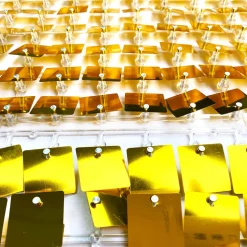 Easy Connect Shimmer Wall Panels w/ Transparent Grid Backing & Square Sequins - 12 Tiles - Light Champagne