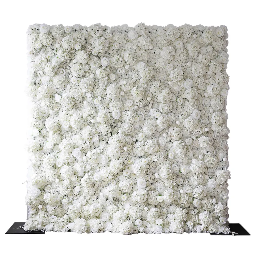 Economy White Mixed Floral Wall - Curtain Style - Easy Install! Select Size