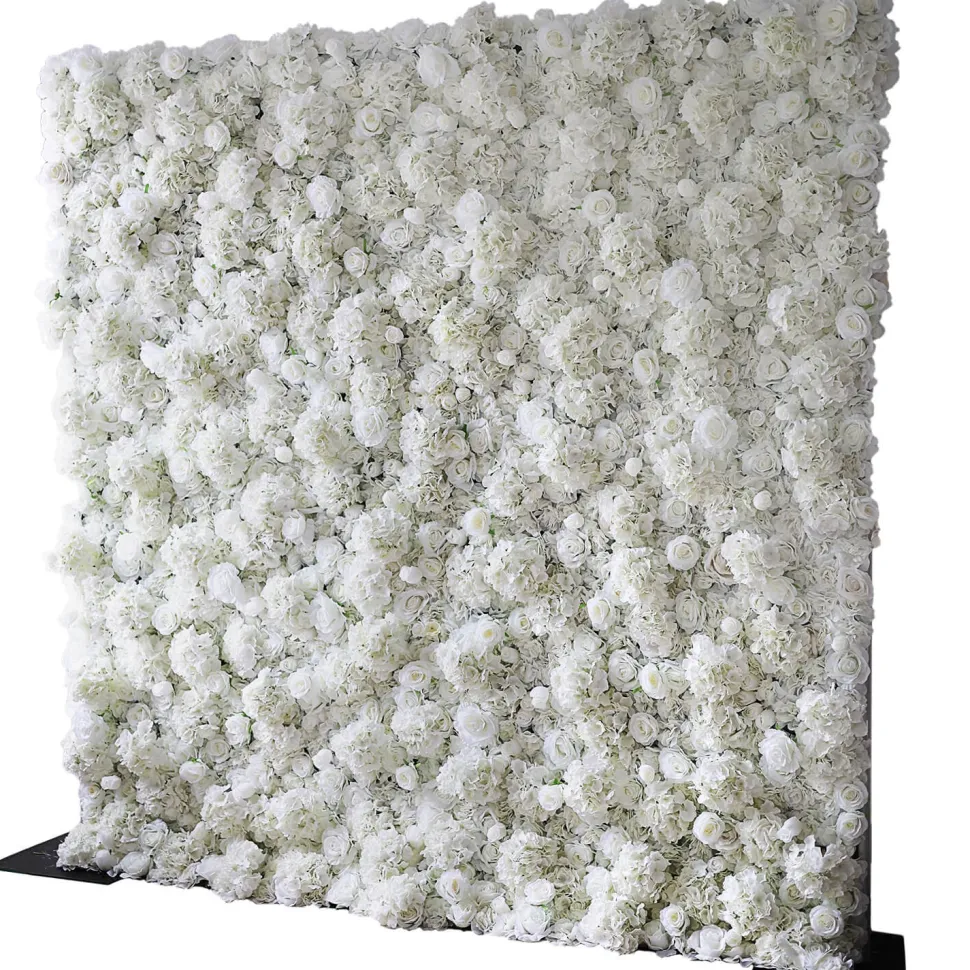 Economy White Mixed Floral Wall - Curtain Style - Easy Install! Select Size