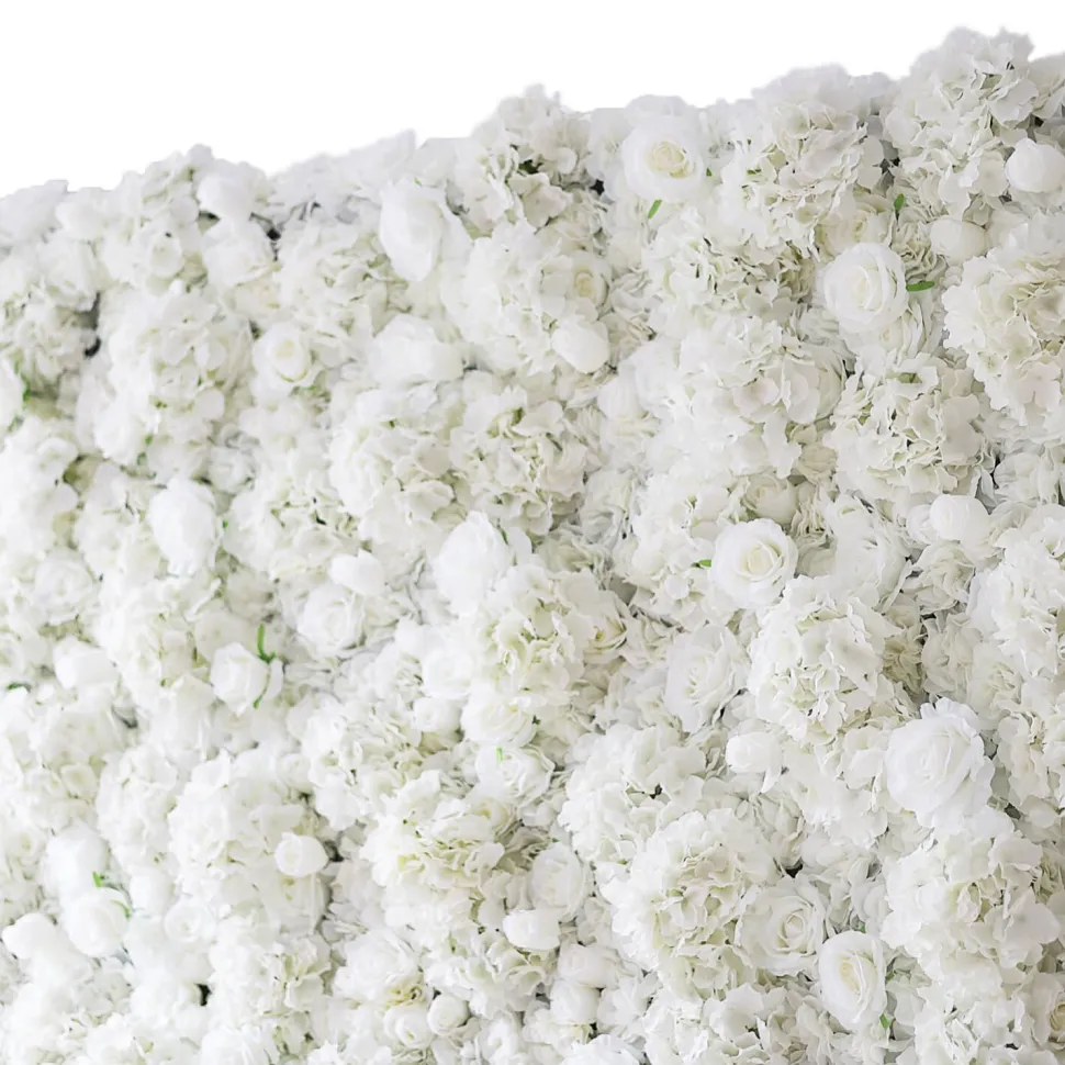 Economy White Mixed Floral Wall - Curtain Style - Easy Install! Select Size