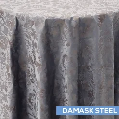 Embellished Tablecloth by Eastern Mills - Damask Steel - Many Size Options