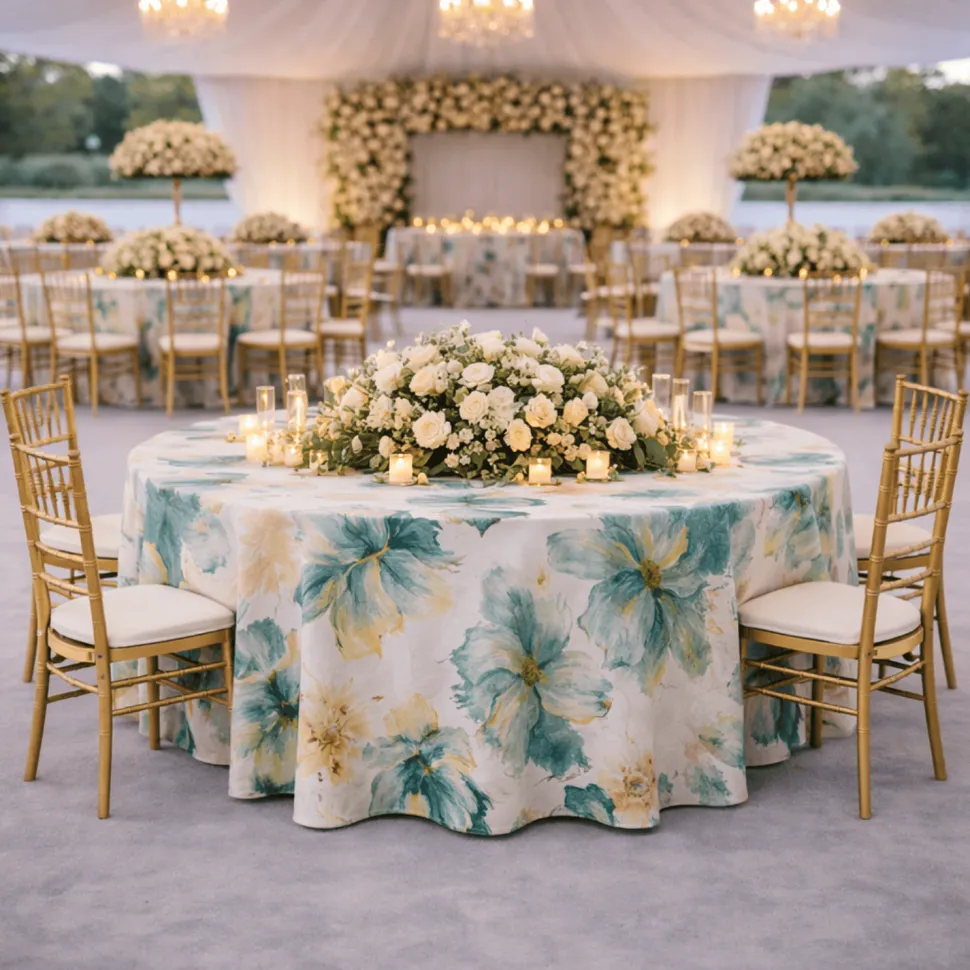 Emerald Primavera Jacquard Tablecloth - Multiple Size Options