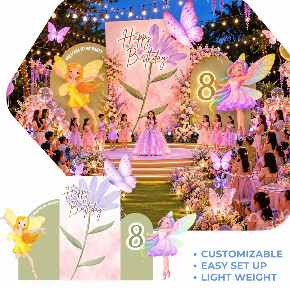 Fairy Princess Foam Core Birthday Backdrop Kit by PopScene™
