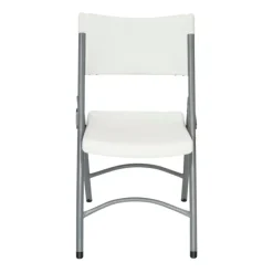 Feather XT™ Blow Molded White Plastic Folding Chair with Gray Frame