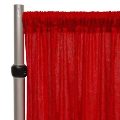 Fire Retardant Economy Panne Stretch Velvet Drape w/ Sewn Rod Pocket - Red