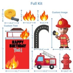 Firetruck Rescue Foam Core Birthday Backdrop Kit by PopScene™