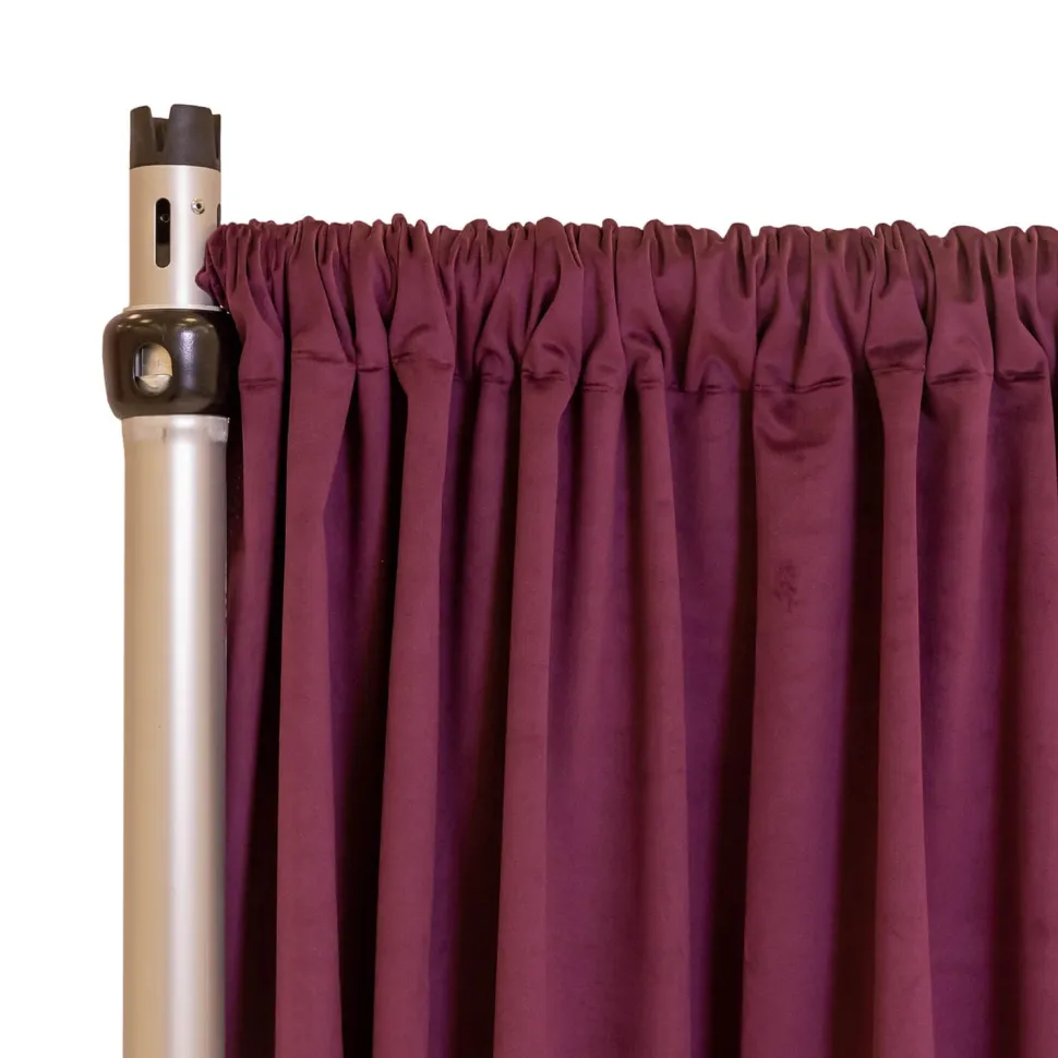 Fire Velvet (IFR) Drape w/ Sewn Rod Pocket - Eggplant