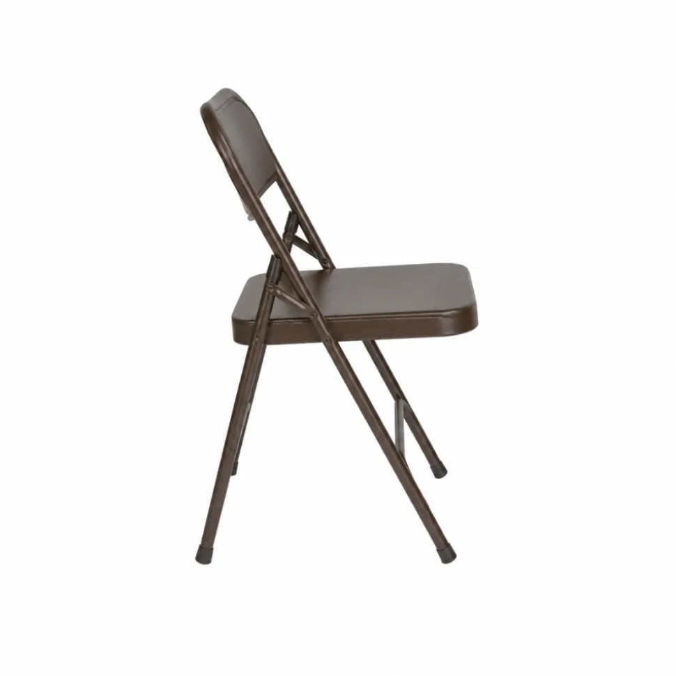 FirmFold™ Premium Triple-Braced Steel Folding Chair - Brown