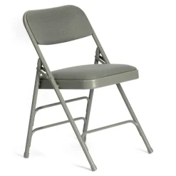 FirmFold™ Premium Triple-Braced Fabric Padded Metal Folding Chair - Grey