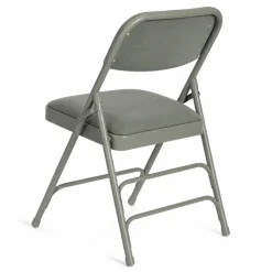 FirmFold™ Premium Triple-Braced Fabric Padded Metal Folding Chair - Grey