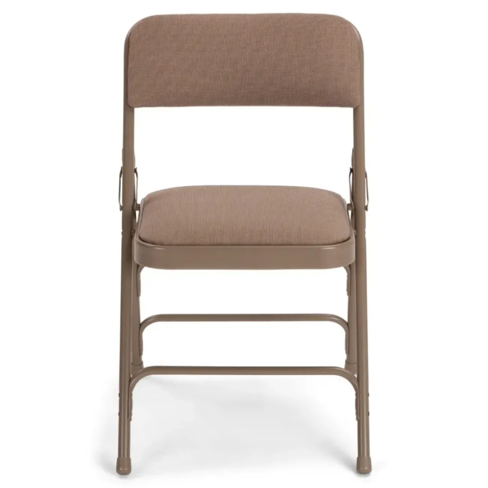 FirmFold™ Premium Triple-Braced Fabric Padded Metal Folding Chair - Beige