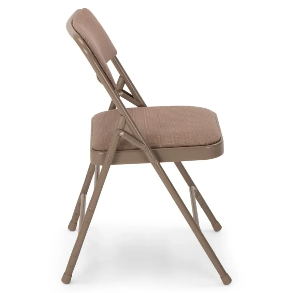 FirmFold™ Premium Triple-Braced Fabric Padded Metal Folding Chair - Beige
