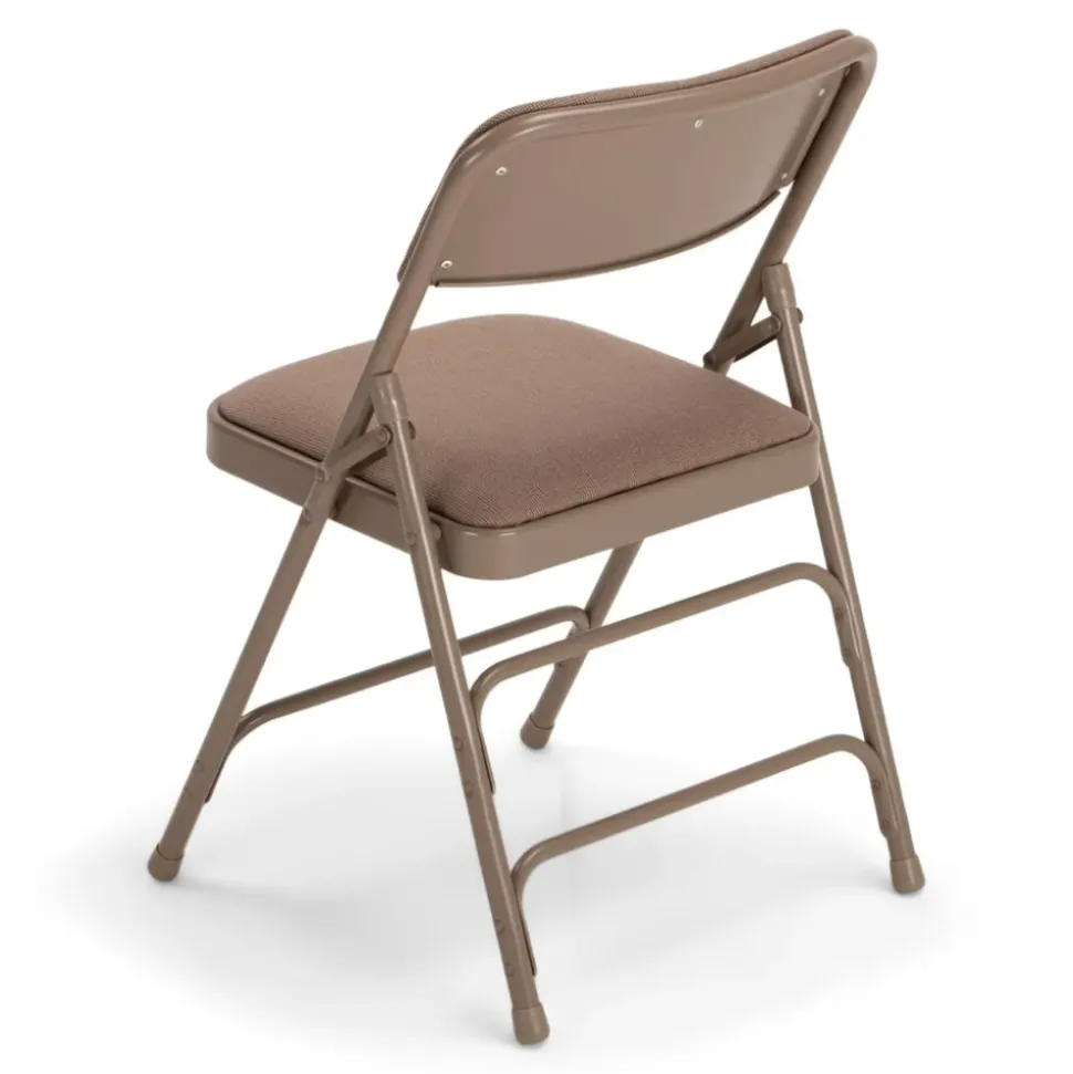 FirmFold™ Premium Triple-Braced Fabric Padded Metal Folding Chair - Beige