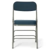 FirmFold™ Premium Triple-Braced Fabric Padded Metal Folding Chair - Navy Fabric/Gray Frame 2'' Cushion