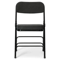 FirmFold™ Premium Triple-Braced Fabric Padded Metal Folding Chair - Black Fabric 2'' Cushion