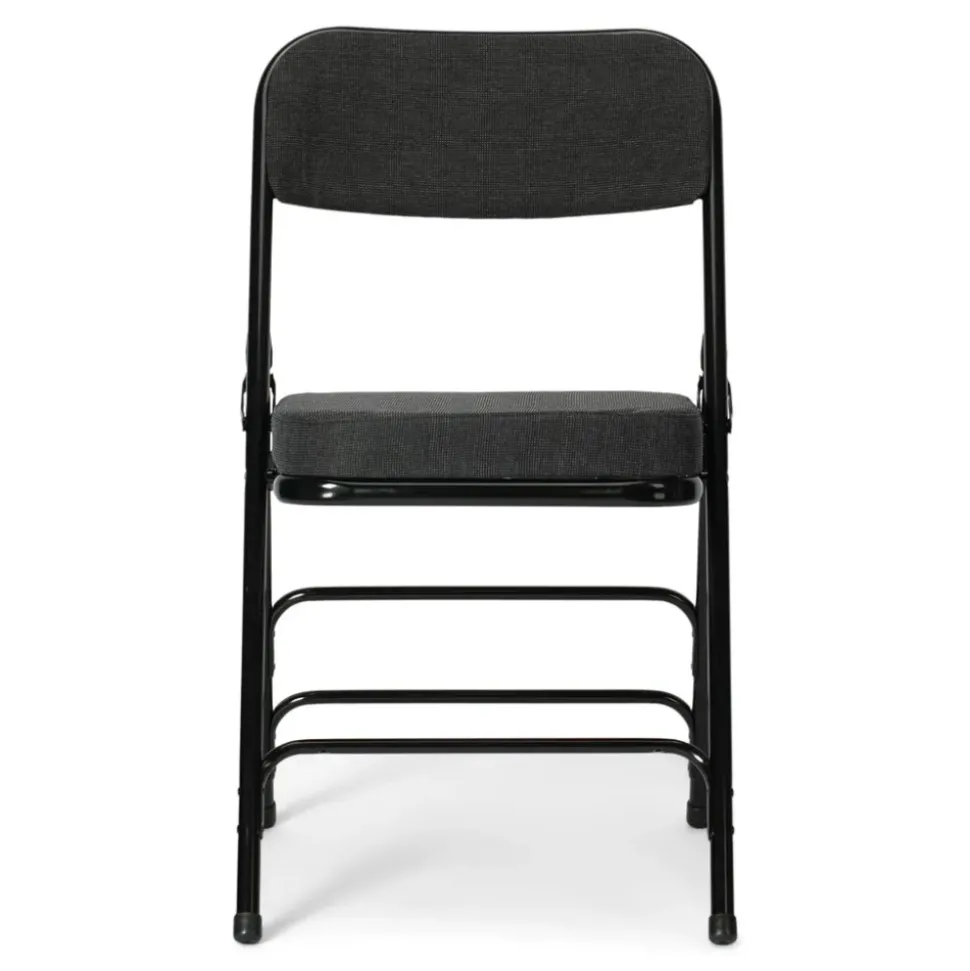 FirmFold™ Premium Triple-Braced Fabric Padded Metal Folding Chair - Black Fabric 2'' Cushion