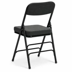 FirmFold™ Premium Triple-Braced Fabric Padded Metal Folding Chair - Black Fabric 2'' Cushion