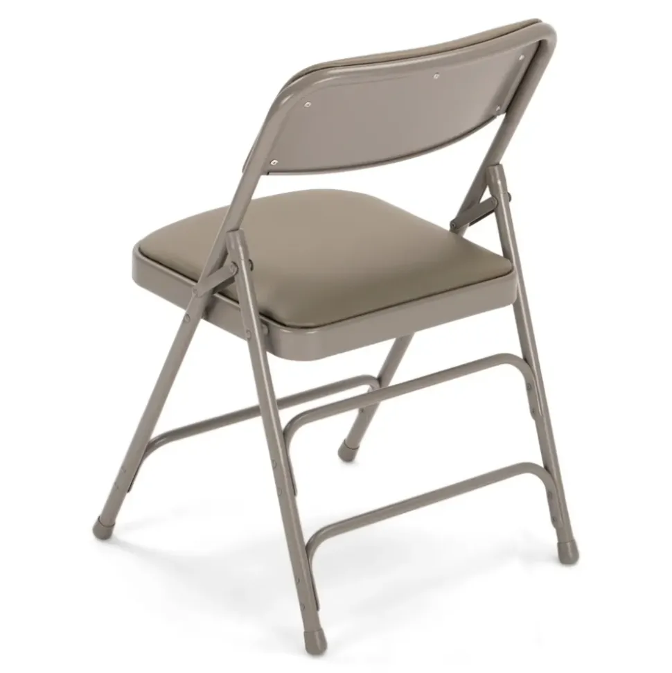 FirmFold™ Premium Triple-Braced Vinyl Padded Metal Folding Chair - Grey