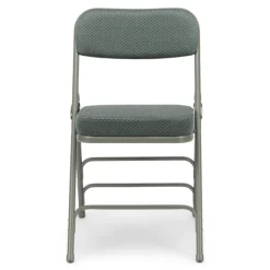 FirmFold™ Premium Triple-Braced Fabric Padded Metal Folding Chair - Gray Fabric/Gray Frame with 2'' Cushion
